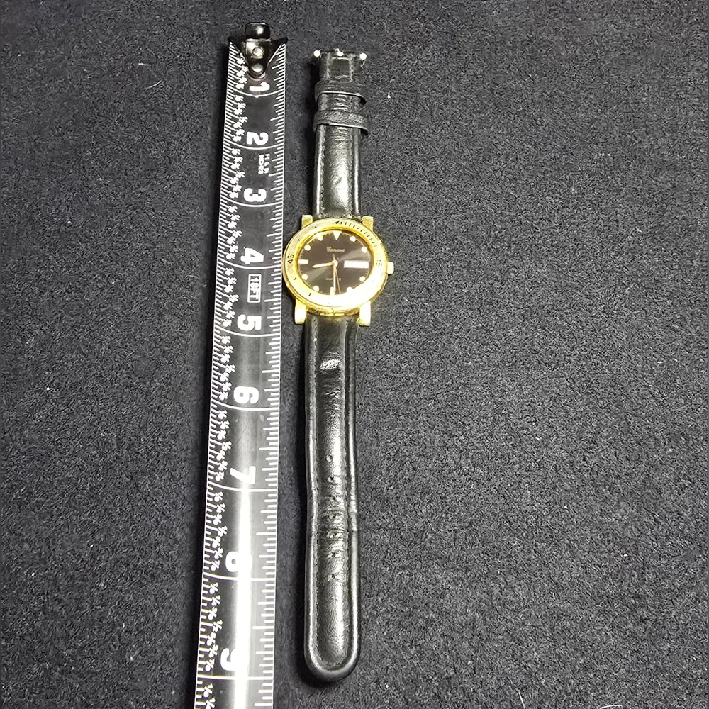 Gold-Tone Black Dial Men’s Quartz Watch with Day-Date